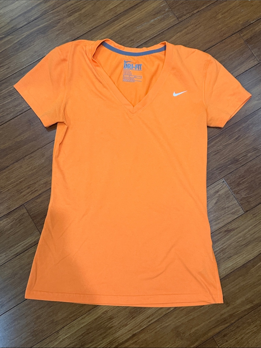 Nike Women's Bright Orange V-Neck Dri-FIT Tee